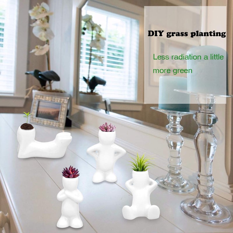 Together-life 4 Pack Ceramic Air Plant Holder, Cute Air Planter Table Top Display Planters for DIY Planting Home Office Decoration Supplies - Image 2